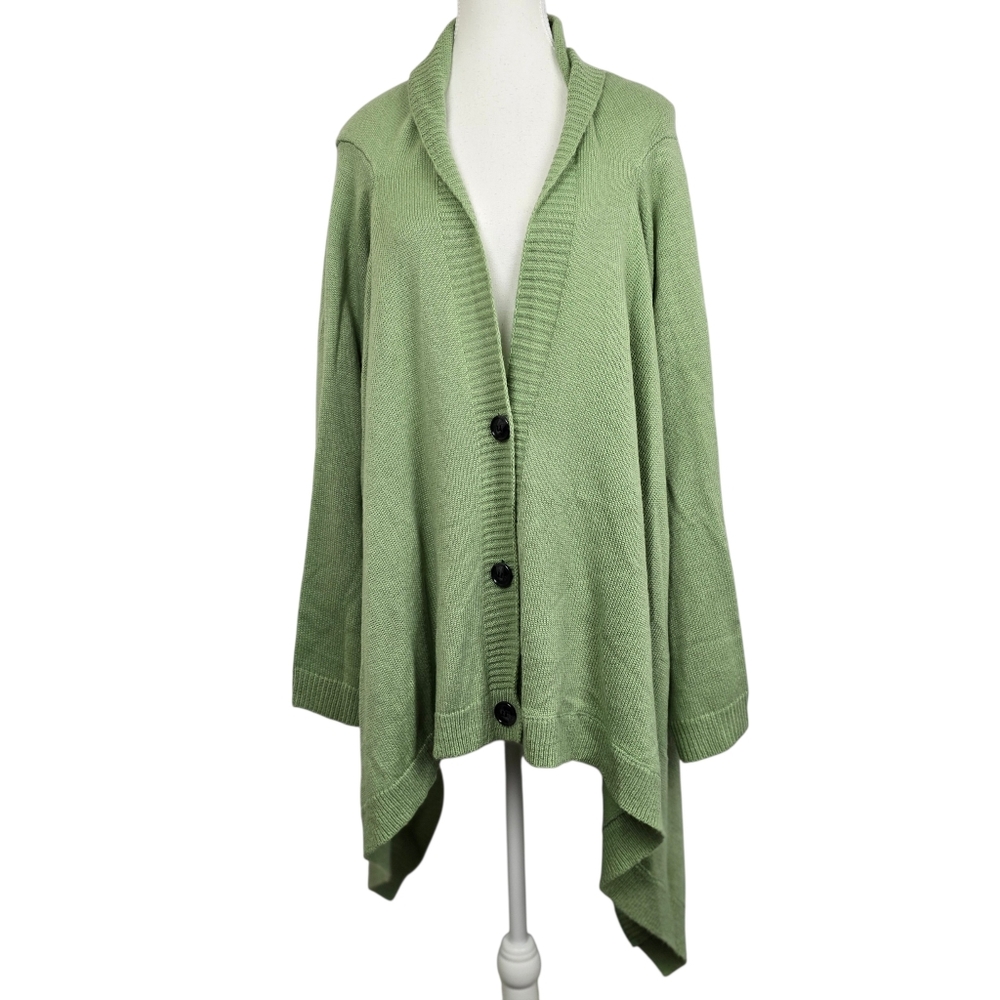Mia Moda Sage Green Knit Cardigan Sz 24 3-Button Closure Cottagecore Cabincore